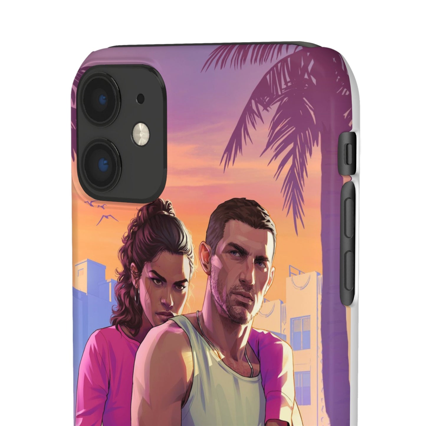 Phone Case — Retro Neon Couple Art Snap Case (Vibrant Miami Sunset)