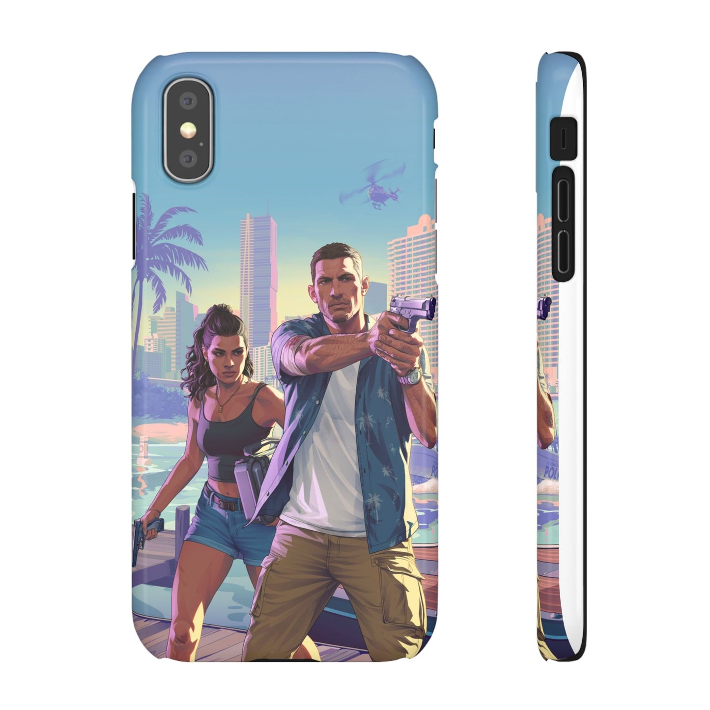 Phone Case — Retro Miami Action Scene Snap Case (Glamorous 80s Vibe)