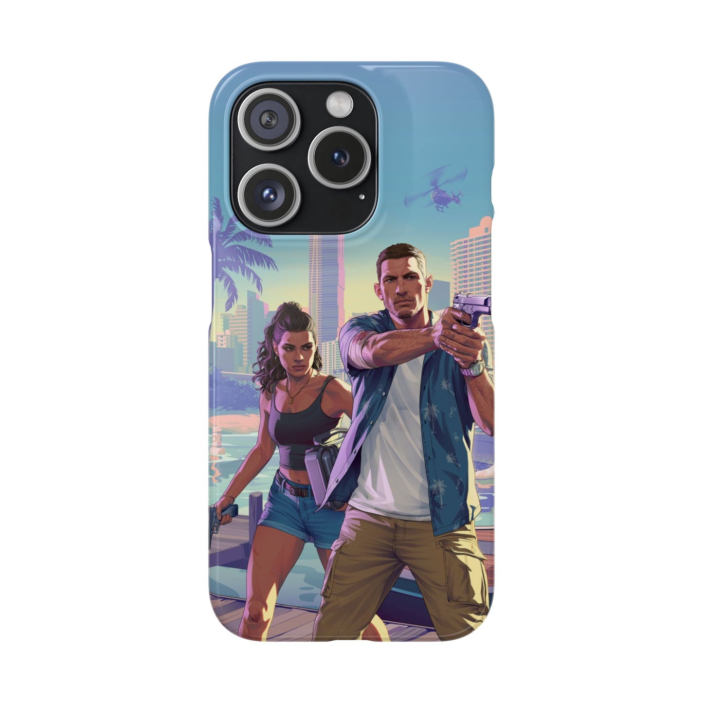 Phone Case — Retro Miami Action Scene Snap Case (Glamorous 80s Vibe)
