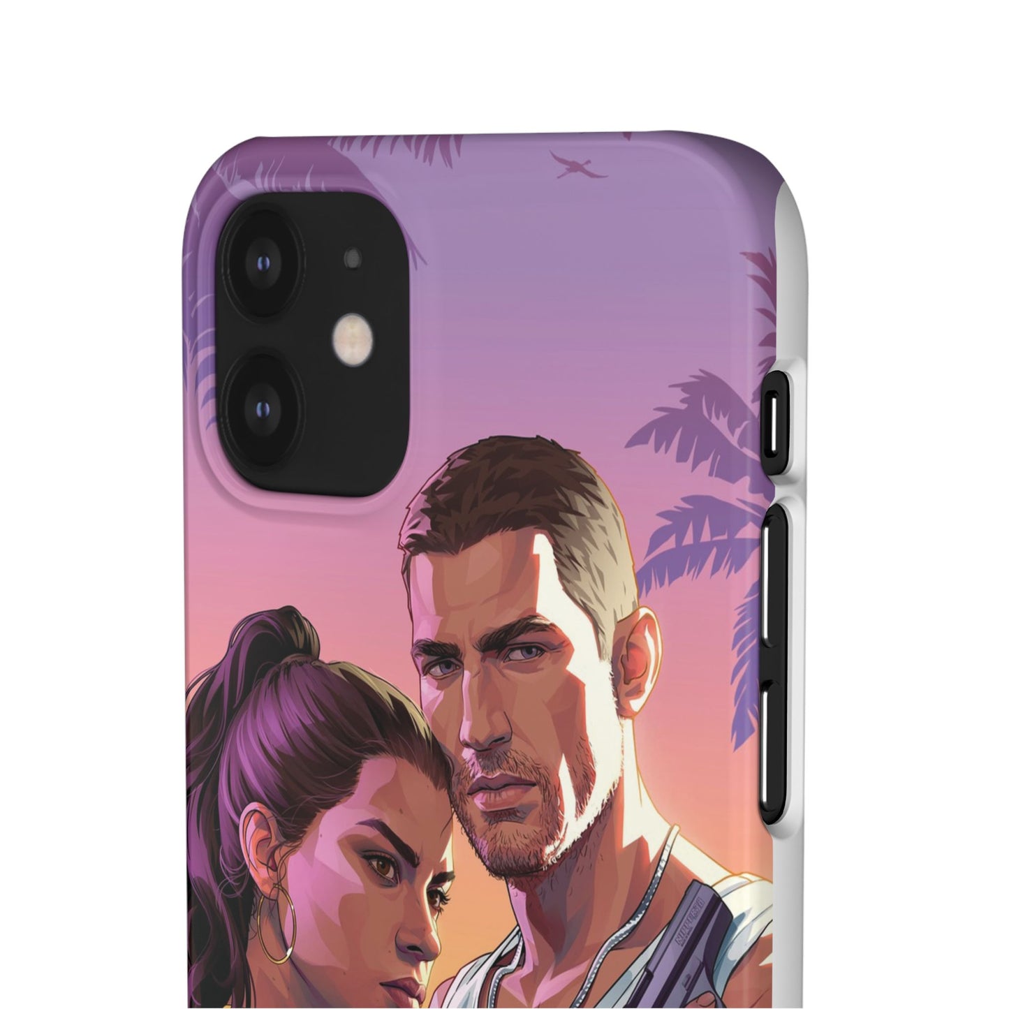 Retro Sunset Couple Phone Case — Romantic Miami Vibe Protective Snap Case