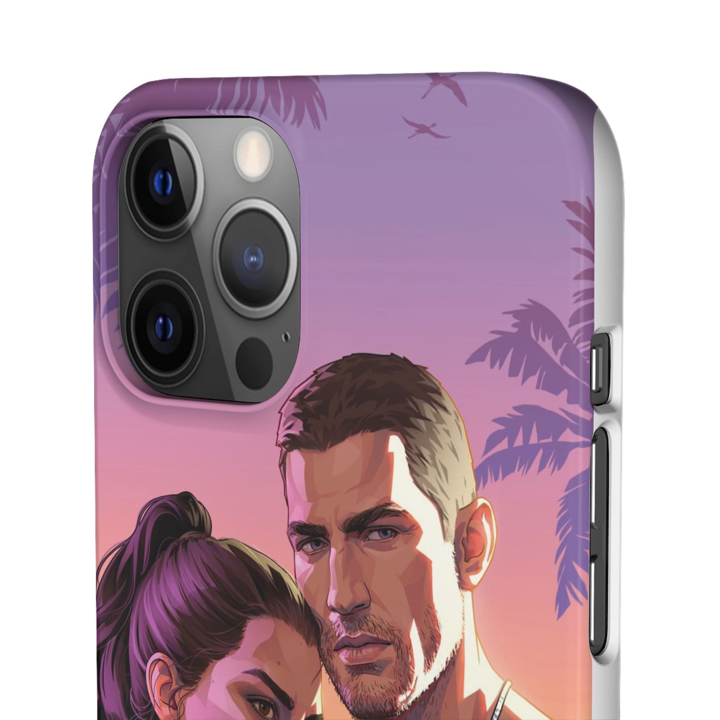 Retro Sunset Couple Phone Case — Romantic Miami Vibe Protective Snap Case