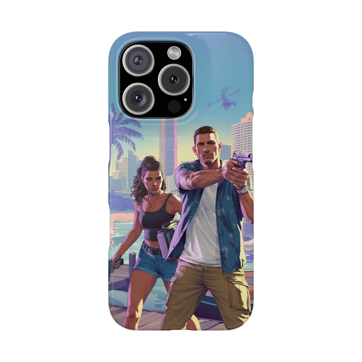 Phone Case — Retro Miami Action Scene Snap Case (Glamorous 80s Vibe)