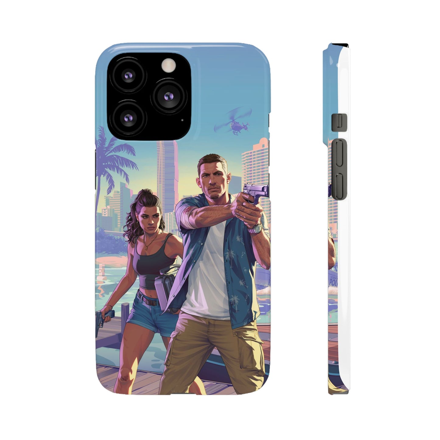 Phone Case — Retro Miami Action Scene Snap Case (Glamorous 80s Vibe)