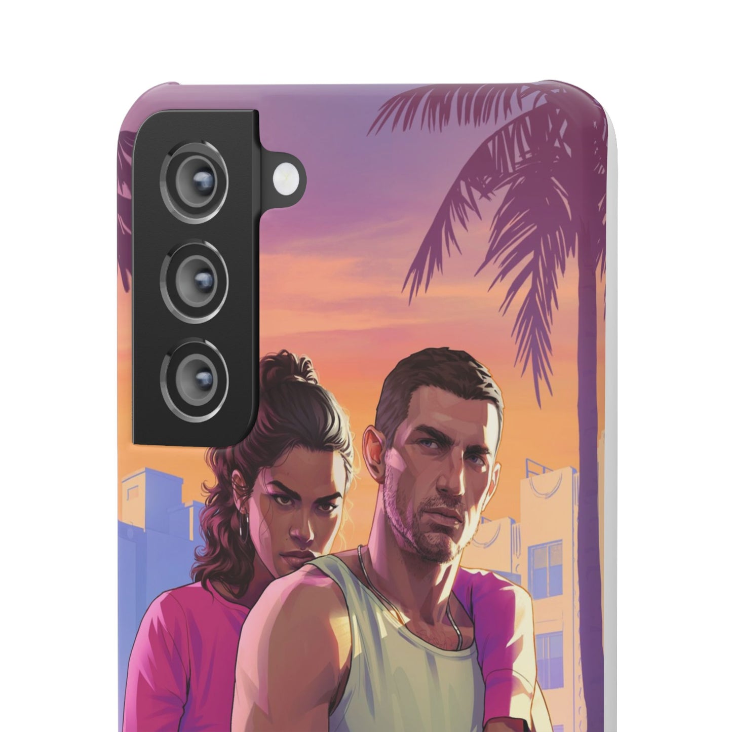 Phone Case — Retro Neon Couple Art Snap Case (Vibrant Miami Sunset)