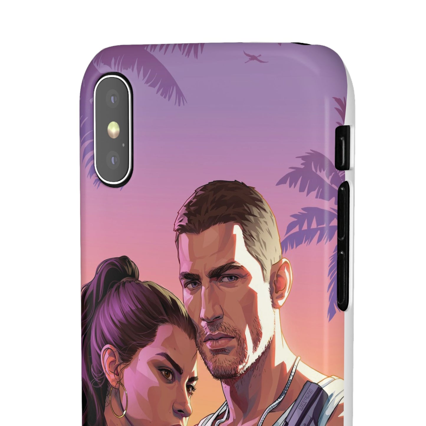 Retro Sunset Couple Phone Case — Romantic Miami Vibe Protective Snap Case