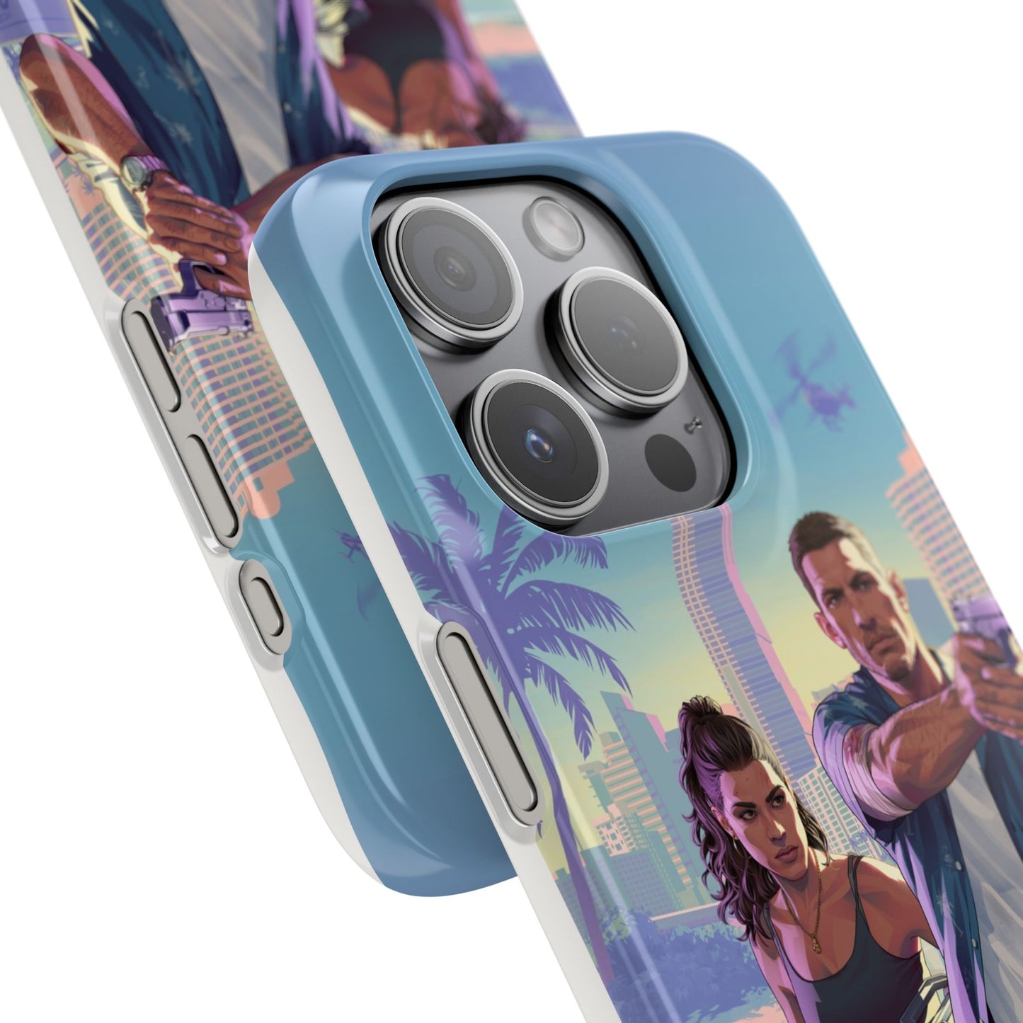 Phone Case — Retro Miami Action Scene Snap Case (Glamorous 80s Vibe)