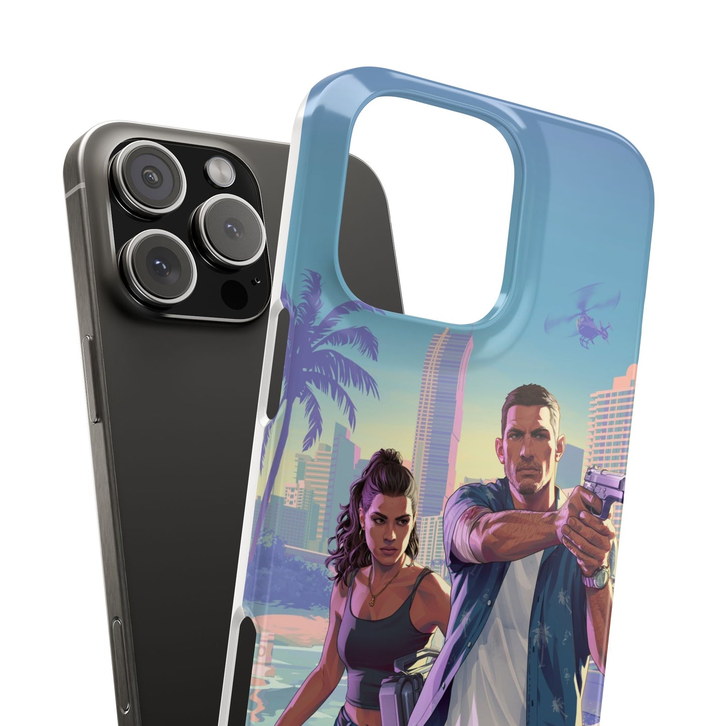 Phone Case — Retro Miami Action Scene Snap Case (Glamorous 80s Vibe)