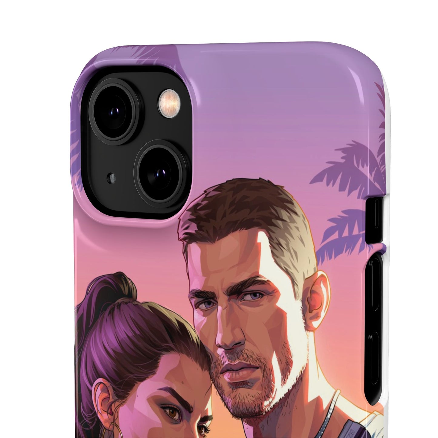 Retro Sunset Couple Phone Case — Romantic Miami Vibe Protective Snap Case