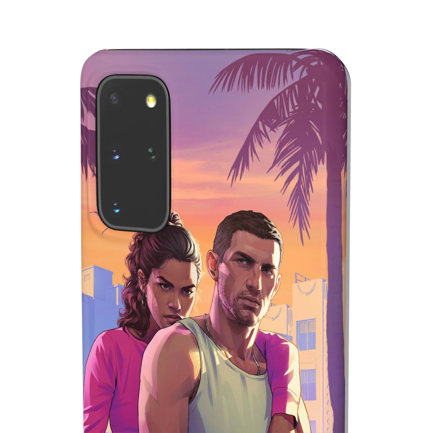 Phone Case — Retro Neon Couple Art Snap Case (Vibrant Miami Sunset)
