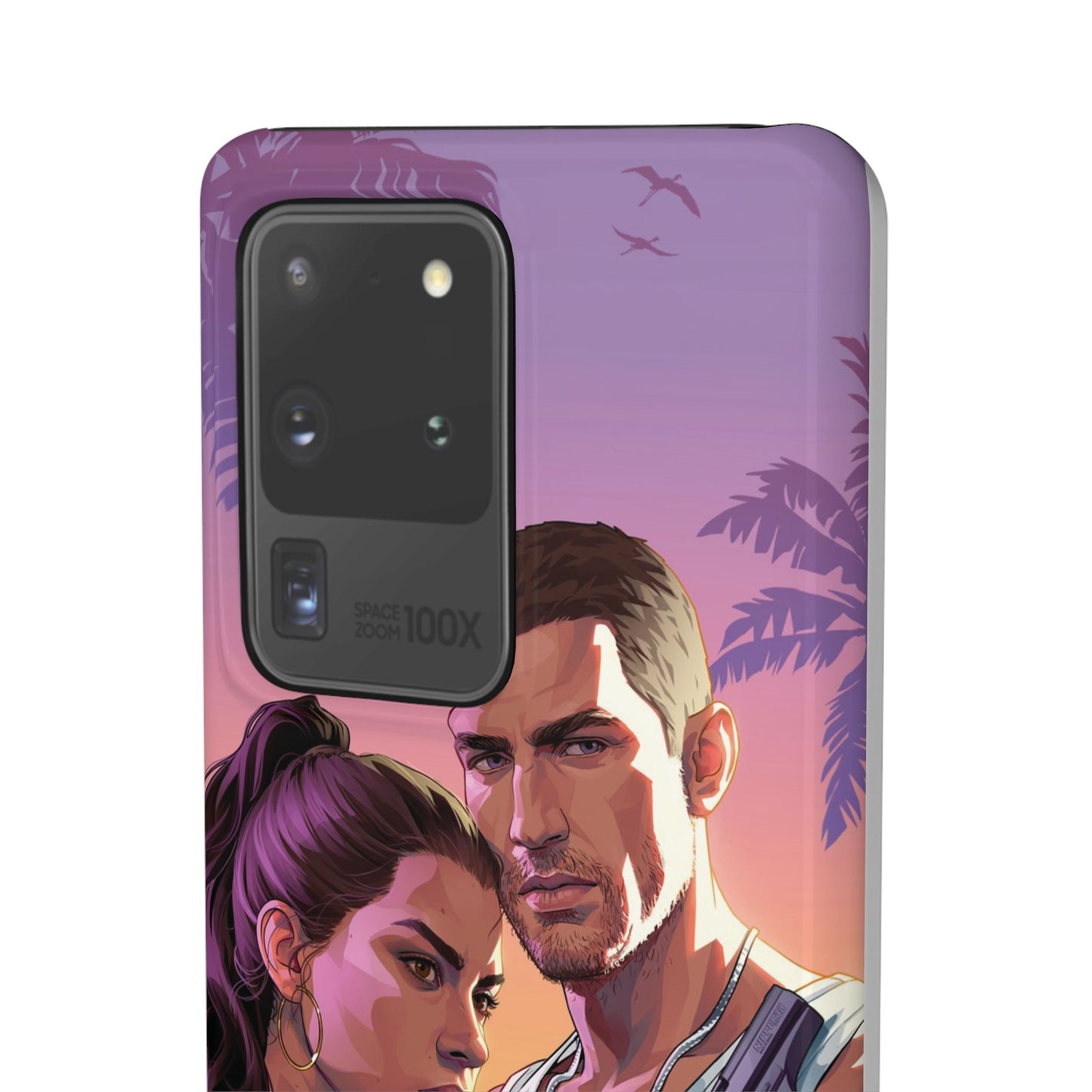 Retro Sunset Couple Phone Case — Romantic Miami Vibe Protective Snap Case