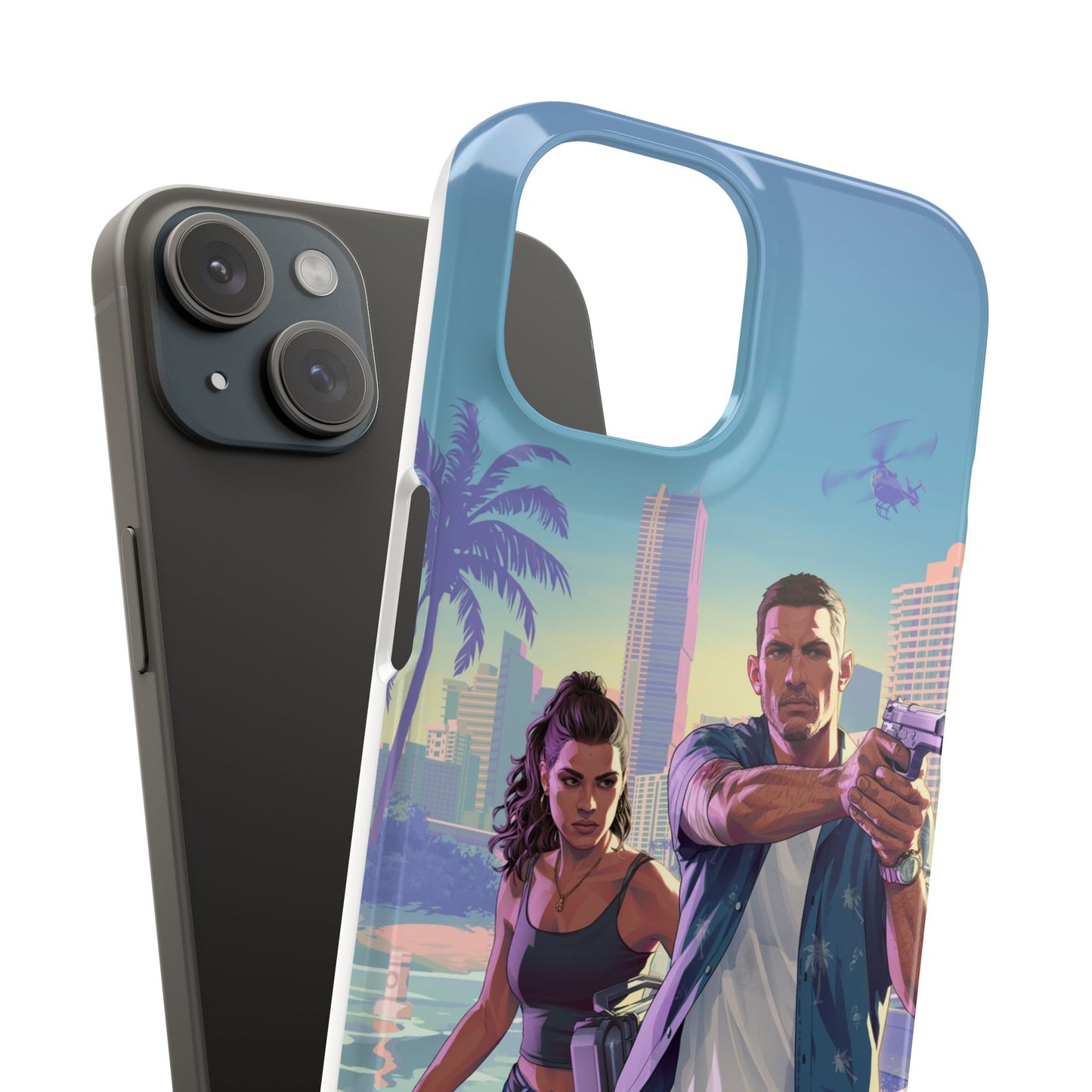 Phone Case — Retro Miami Action Scene Snap Case (Glamorous 80s Vibe)