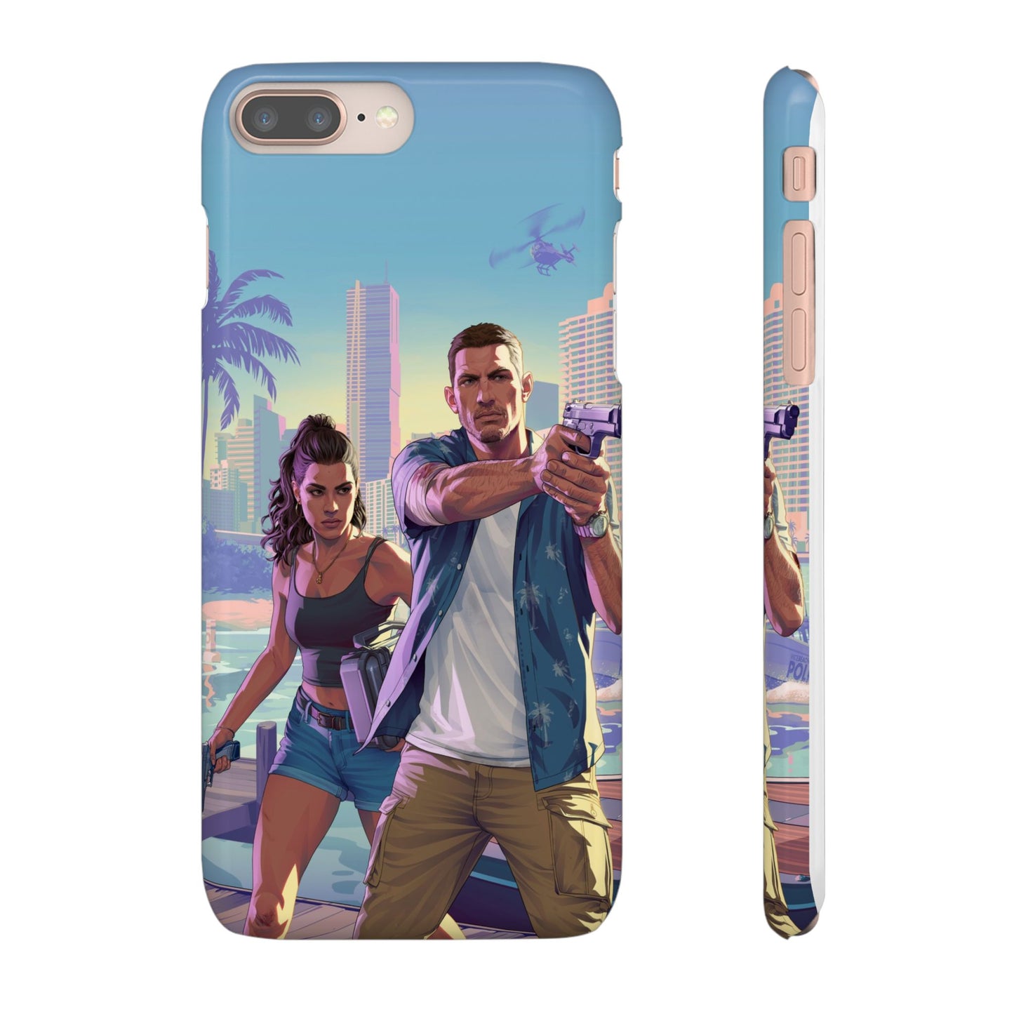 Phone Case — Retro Miami Action Scene Snap Case (Glamorous 80s Vibe)