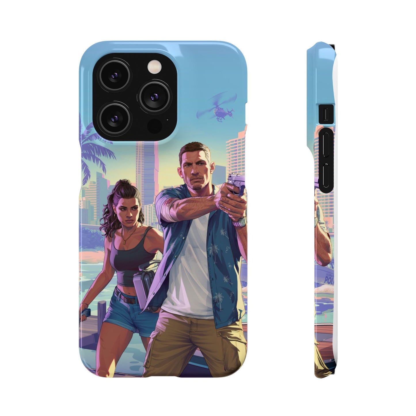 Phone Case — Retro Miami Action Scene Snap Case (Glamorous 80s Vibe)
