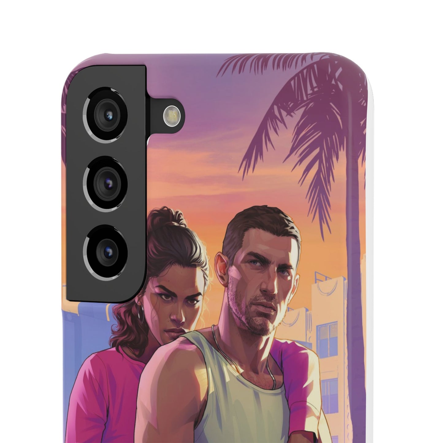 Phone Case — Retro Neon Couple Art Snap Case (Vibrant Miami Sunset)
