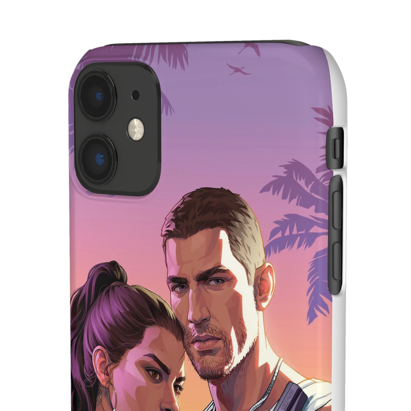 Retro Sunset Couple Phone Case — Romantic Miami Vibe Protective Snap Case