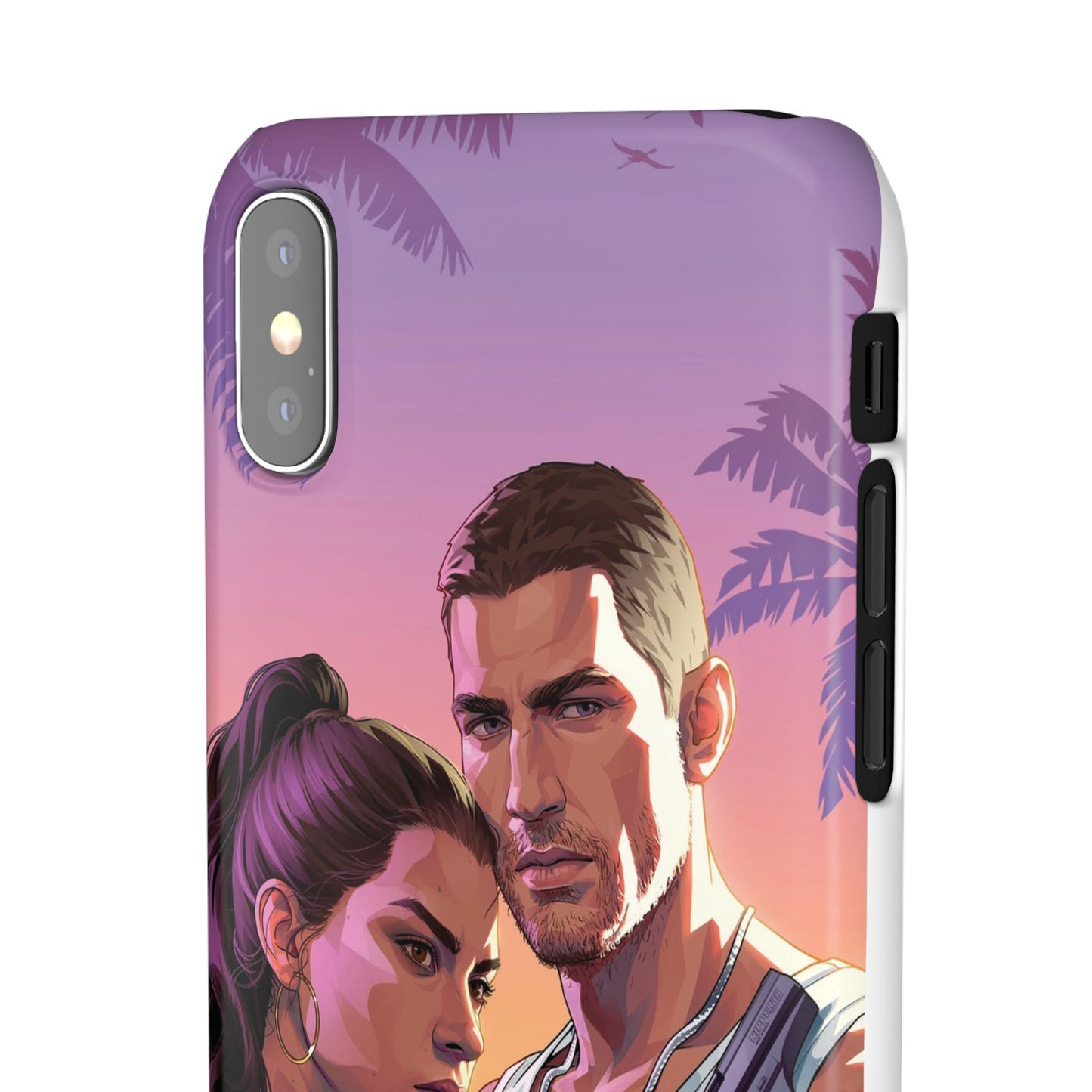 Retro Sunset Couple Phone Case — Romantic Miami Vibe Protective Snap Case