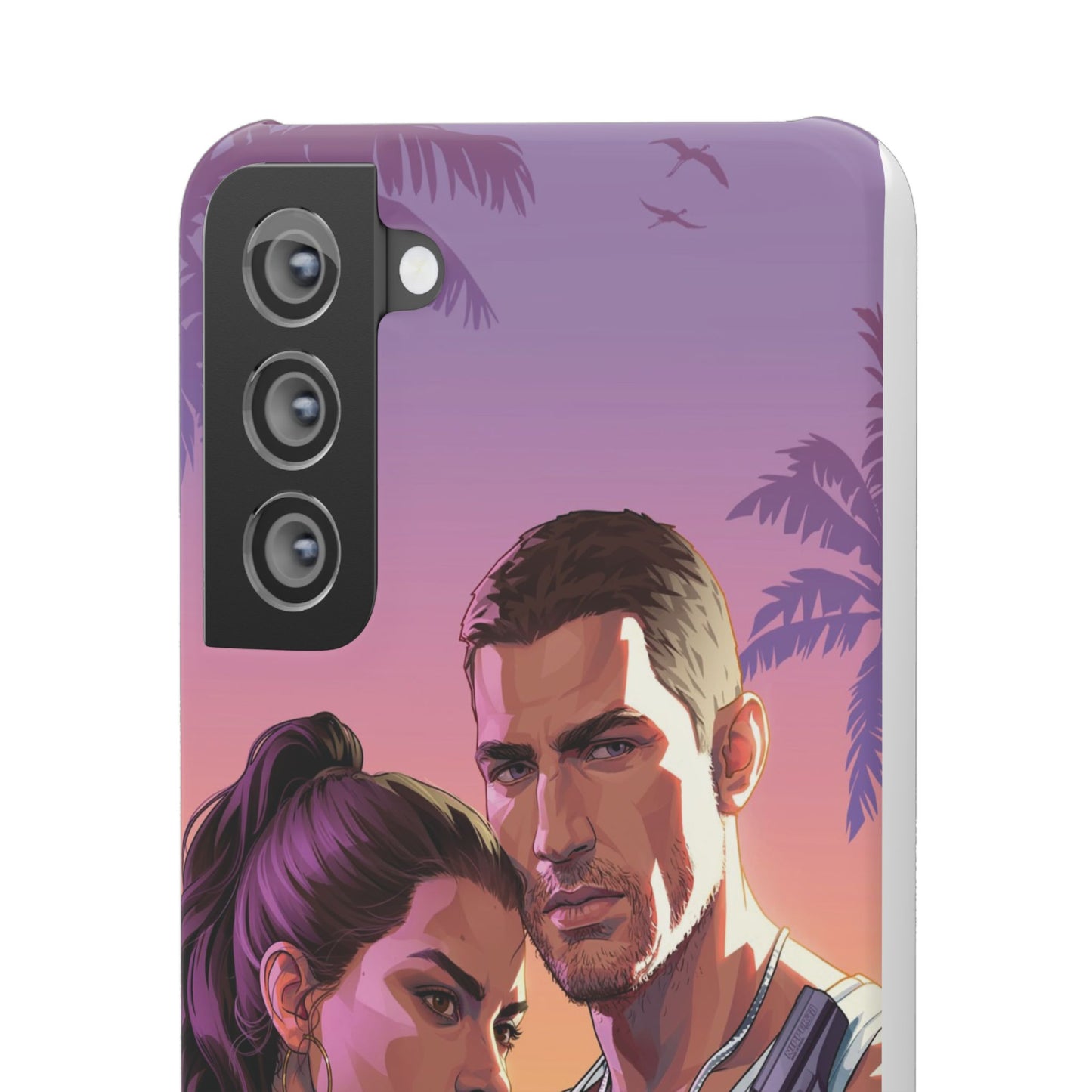 Retro Sunset Couple Phone Case — Romantic Miami Vibe Protective Snap Case