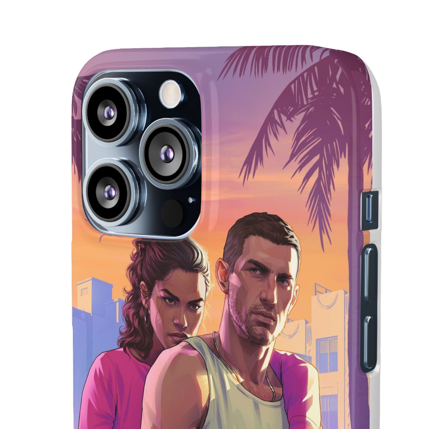 Phone Case — Retro Neon Couple Art Snap Case (Vibrant Miami Sunset)
