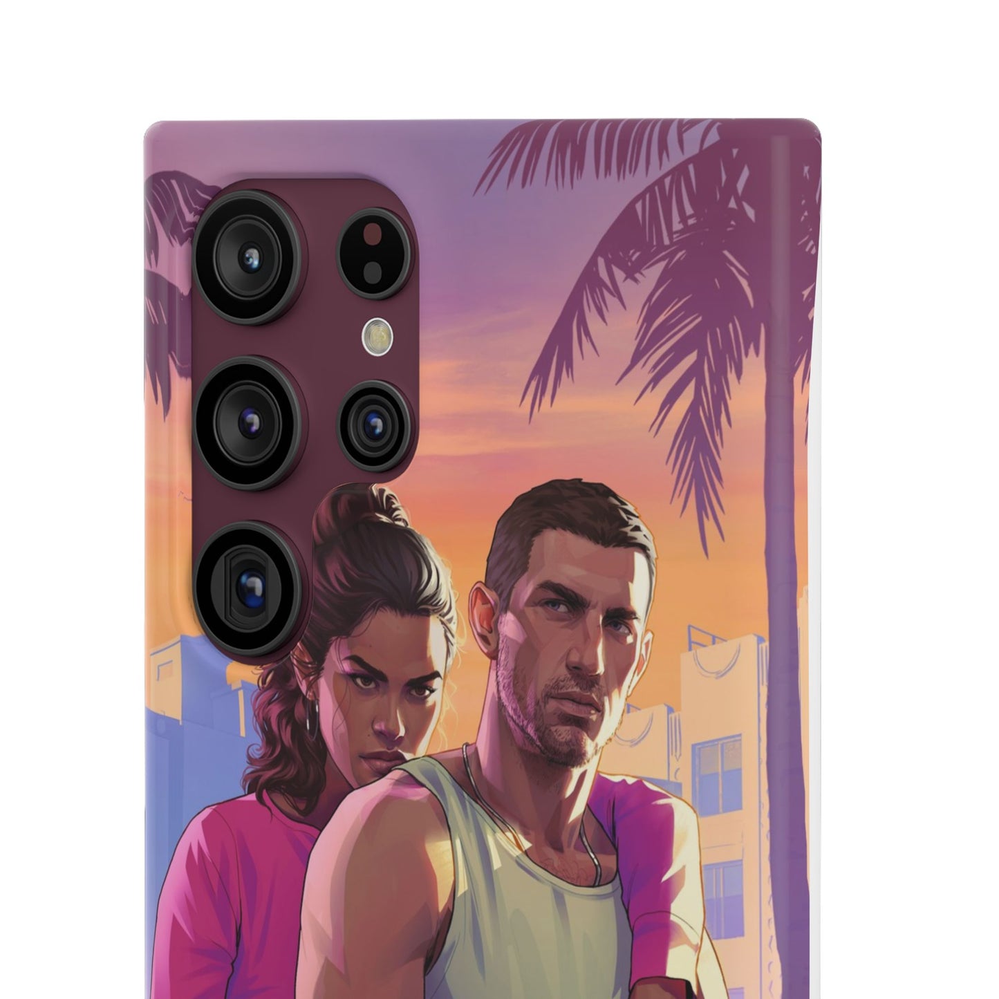 Phone Case — Retro Neon Couple Art Snap Case (Vibrant Miami Sunset)
