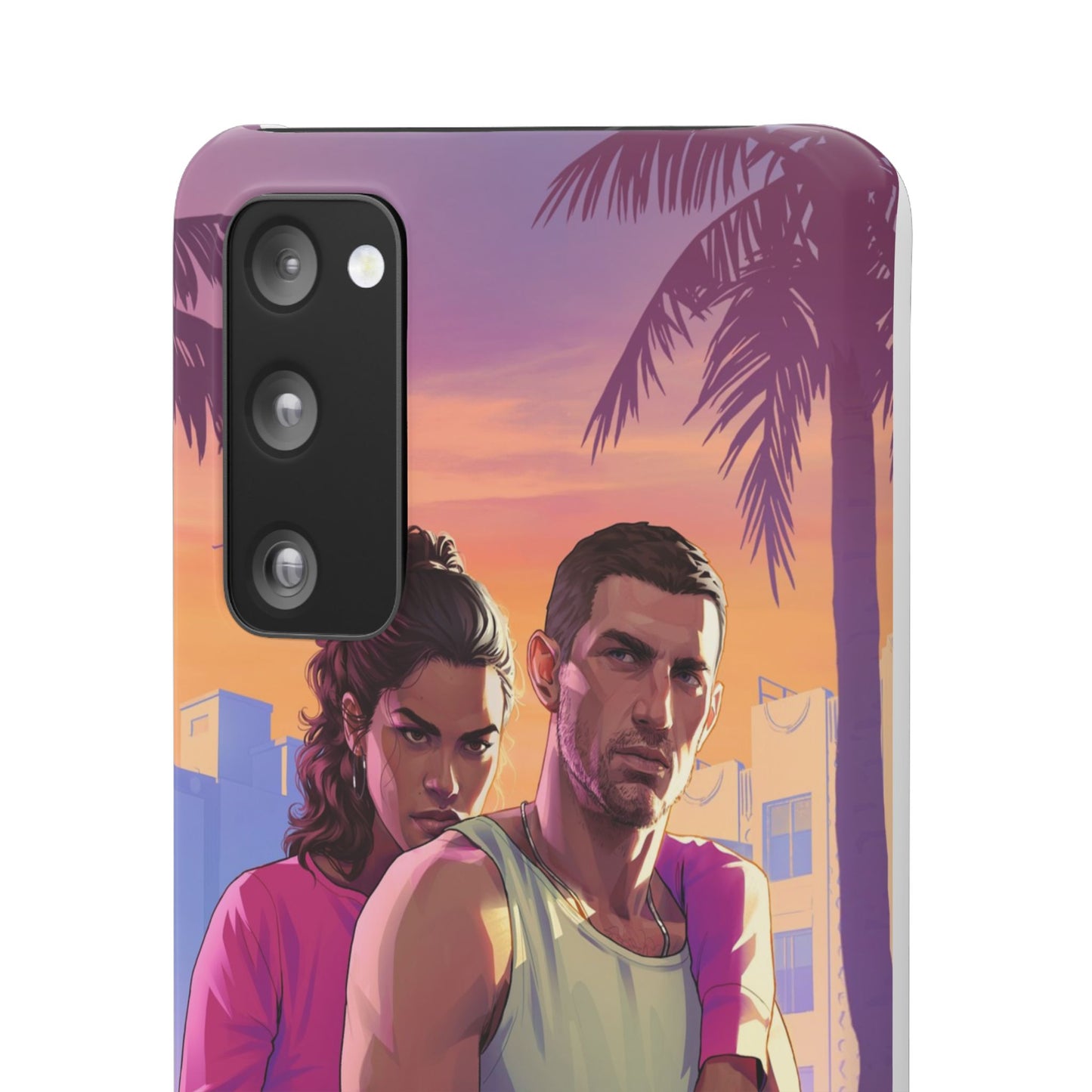 Phone Case — Retro Neon Couple Art Snap Case (Vibrant Miami Sunset)