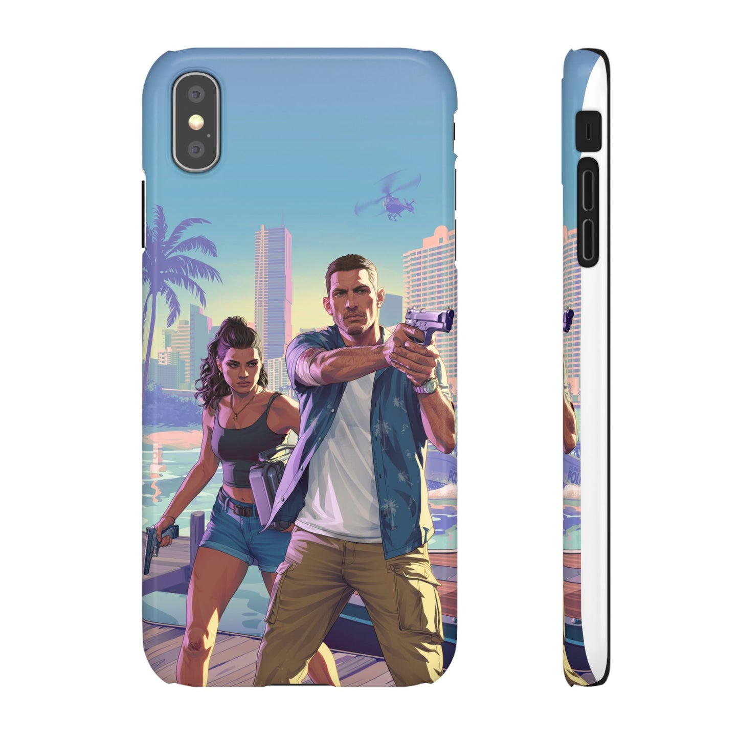 Phone Case — Retro Miami Action Scene Snap Case (Glamorous 80s Vibe)