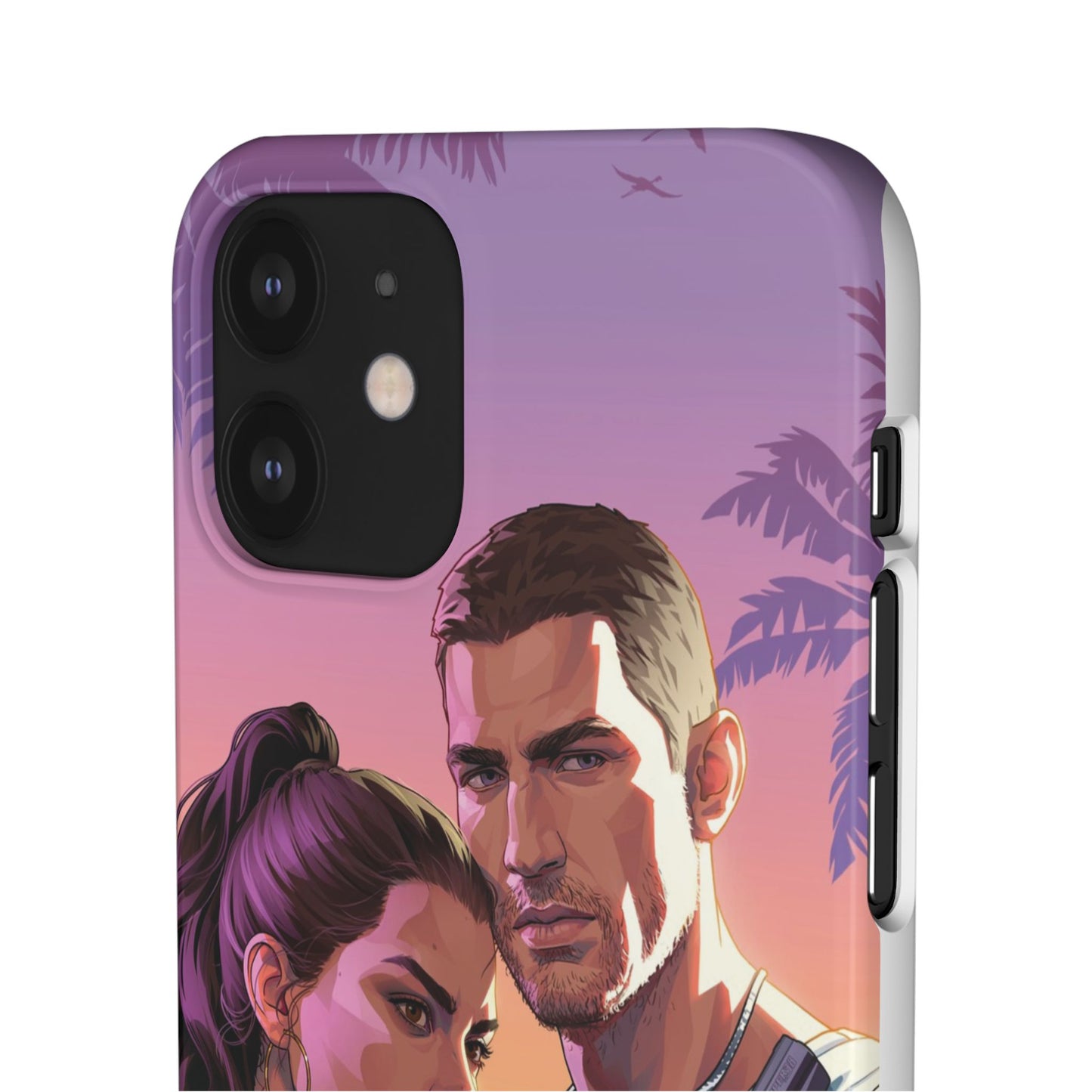 Retro Sunset Couple Phone Case — Romantic Miami Vibe Protective Snap Case