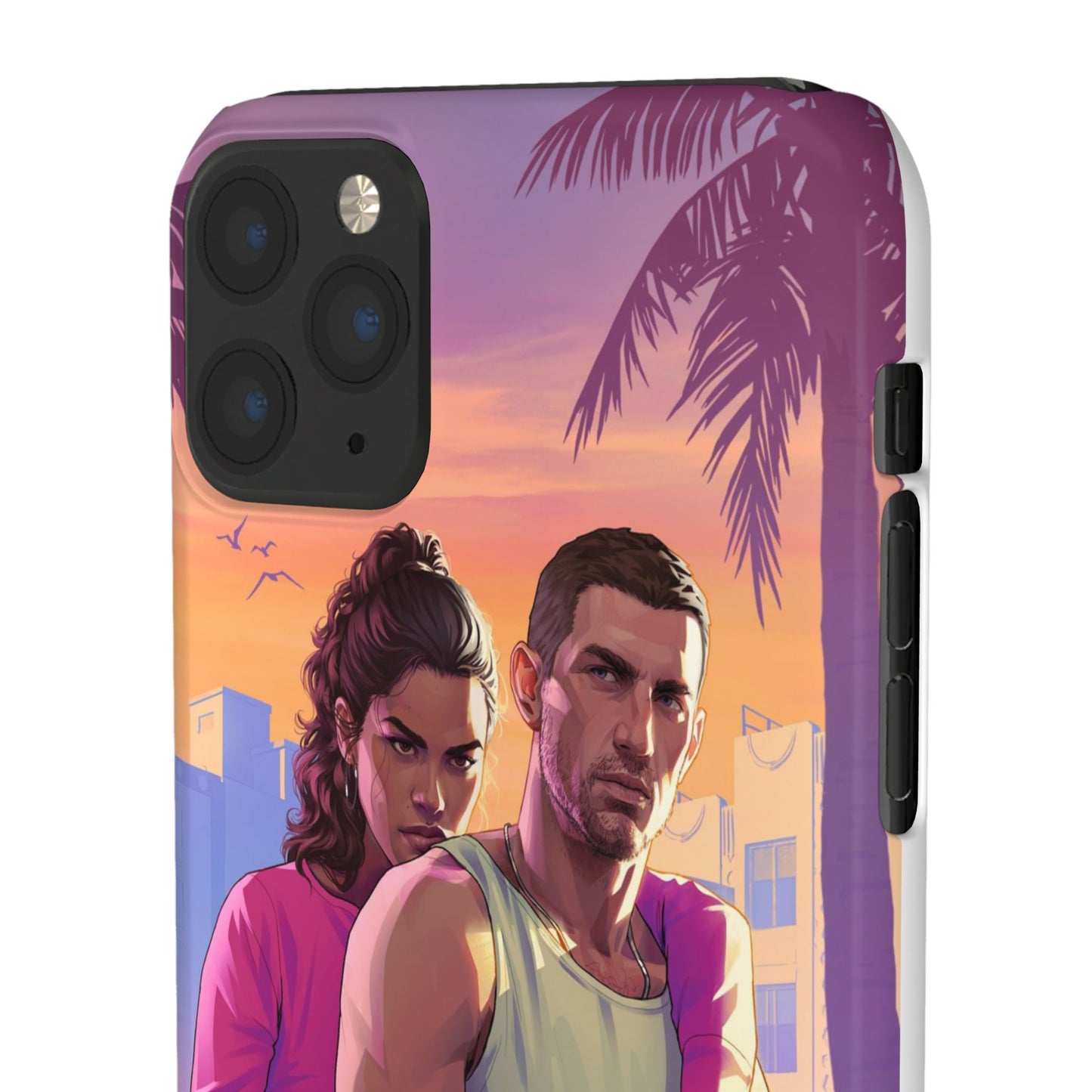 Phone Case — Retro Neon Couple Art Snap Case (Vibrant Miami Sunset)