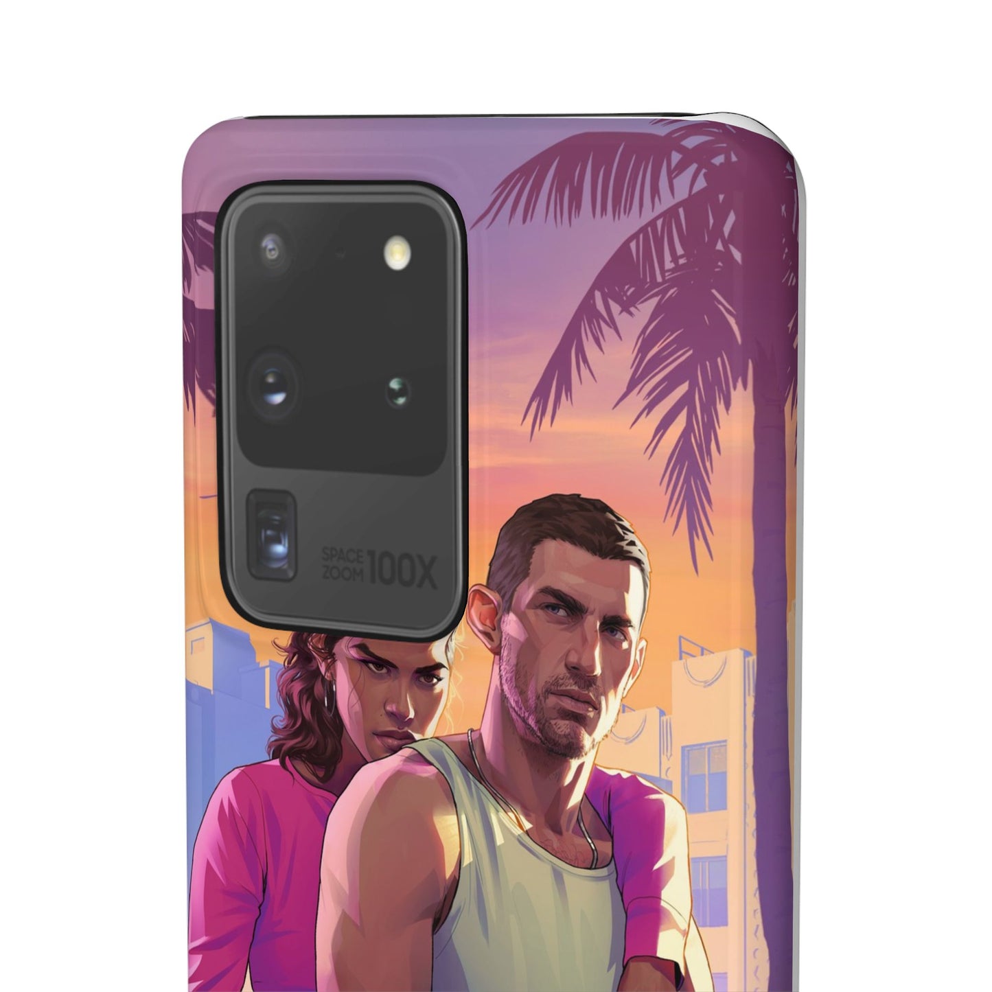 Phone Case — Retro Neon Couple Art Snap Case (Vibrant Miami Sunset)