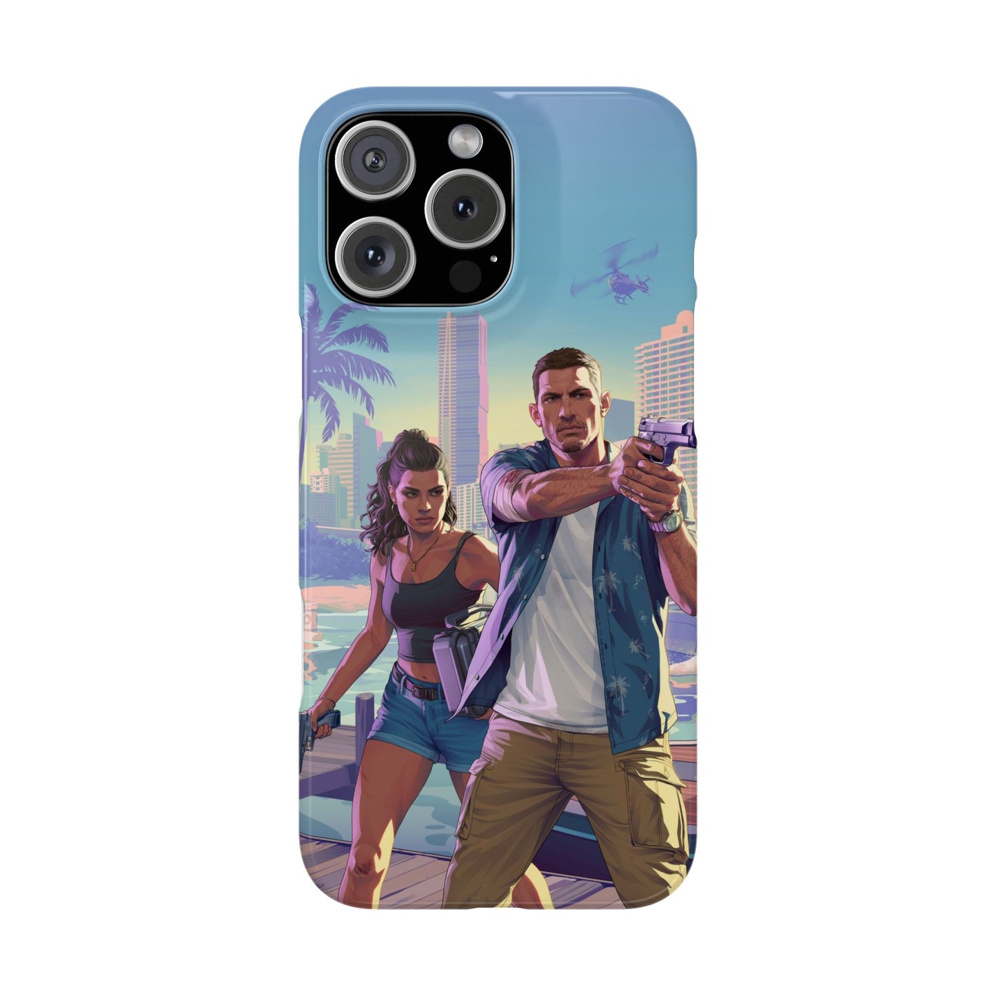 Phone Case — Retro Miami Action Scene Snap Case (Glamorous 80s Vibe)