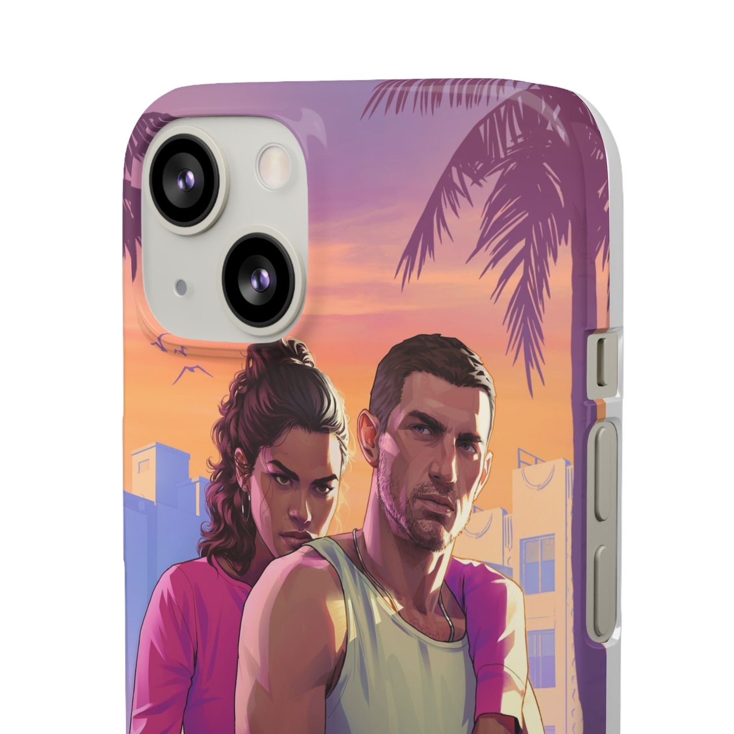 Phone Case — Retro Neon Couple Art Snap Case (Vibrant Miami Sunset)