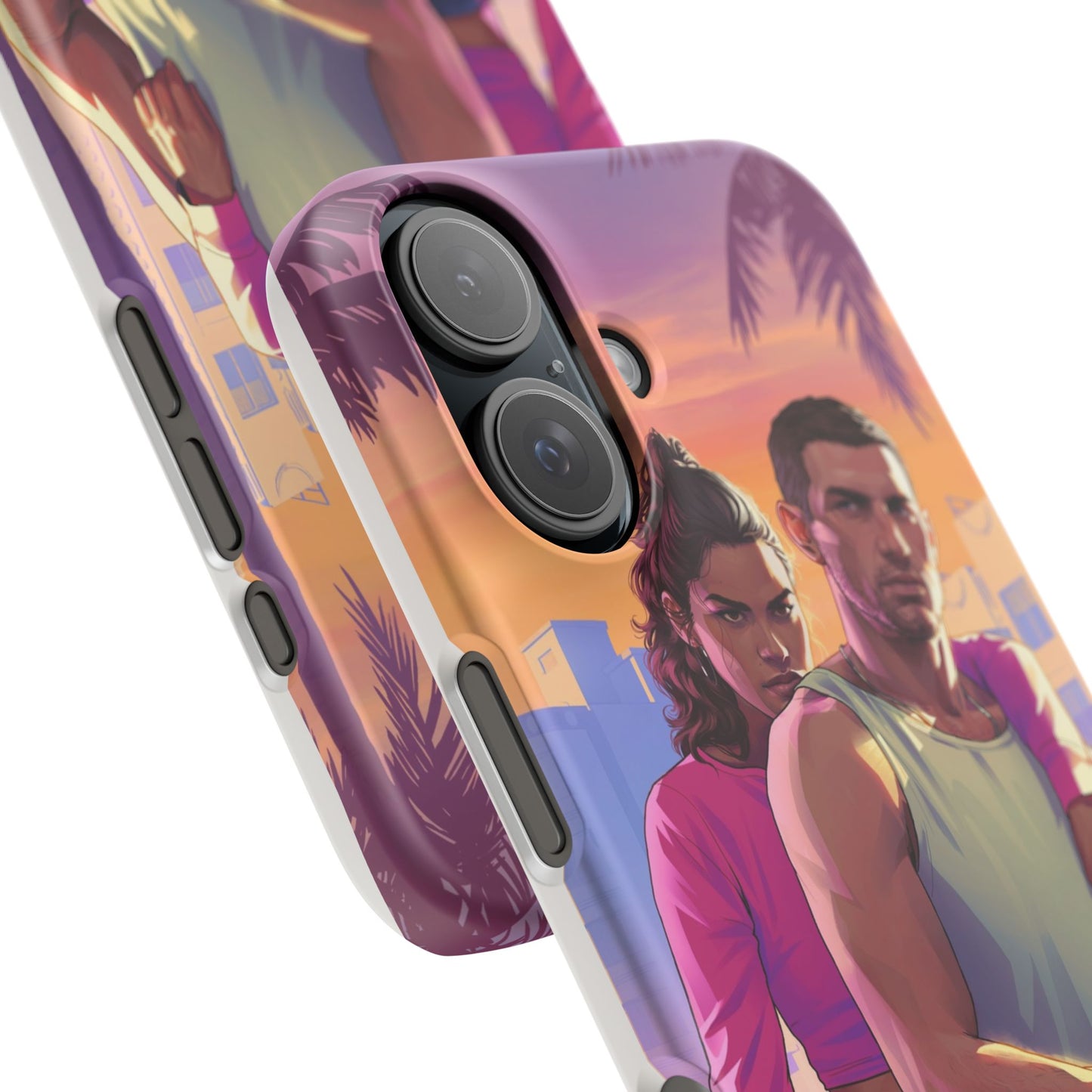 Phone Case — Retro Neon Couple Art Snap Case (Vibrant Miami Sunset)