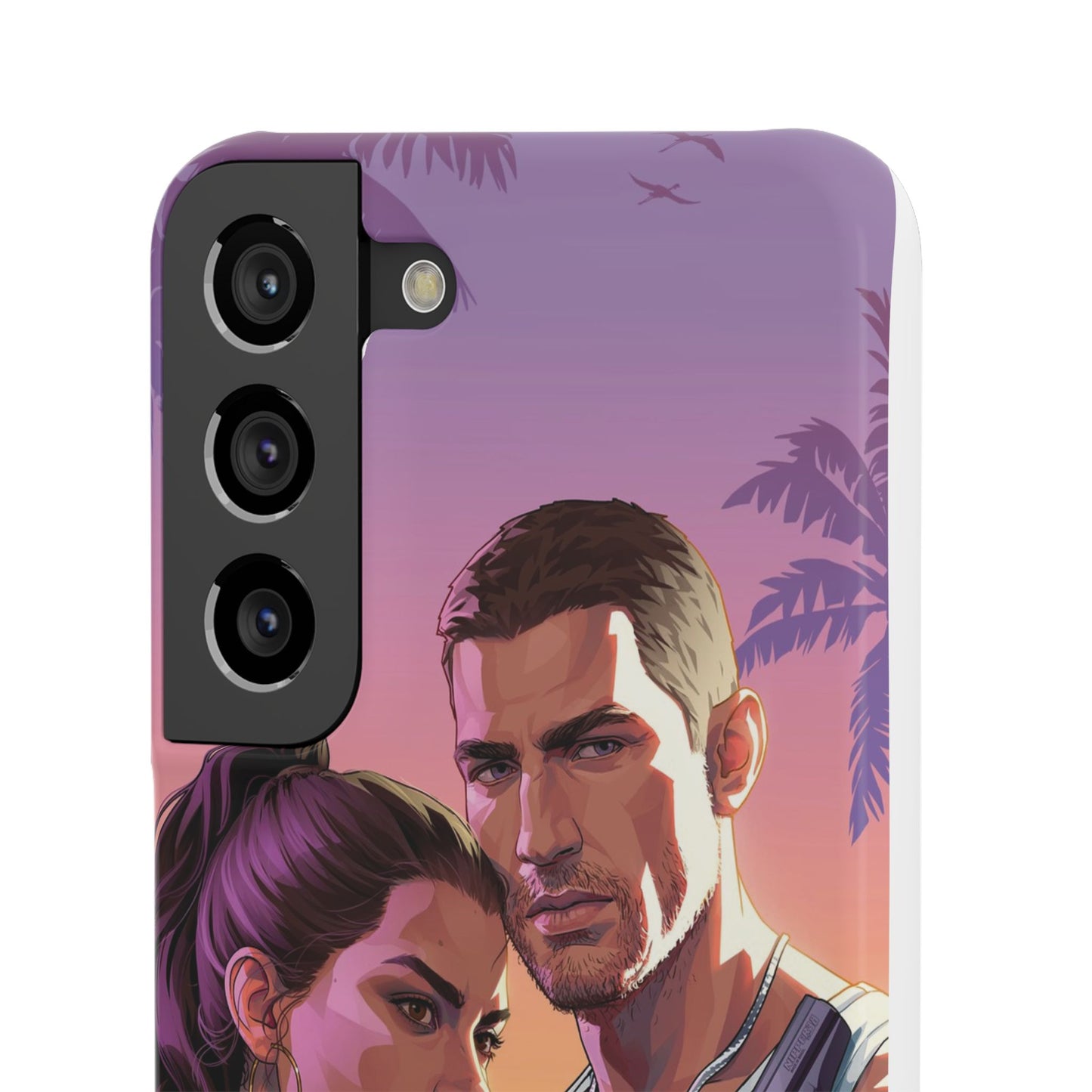 Retro Sunset Couple Phone Case — Romantic Miami Vibe Protective Snap Case