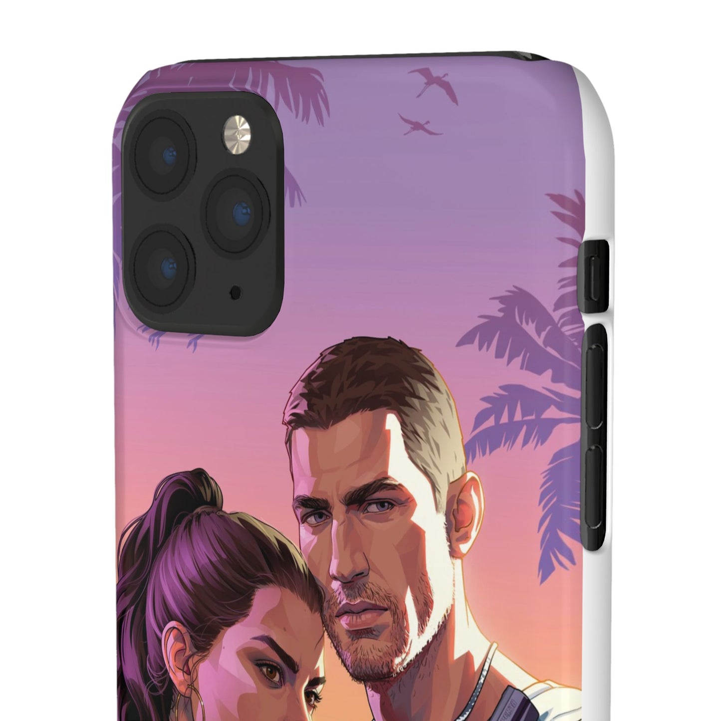 Retro Sunset Couple Phone Case — Romantic Miami Vibe Protective Snap Case
