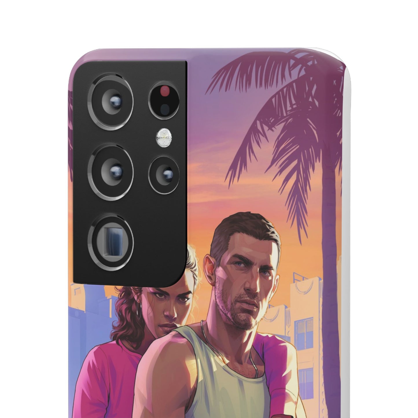 Phone Case — Retro Neon Couple Art Snap Case (Vibrant Miami Sunset)