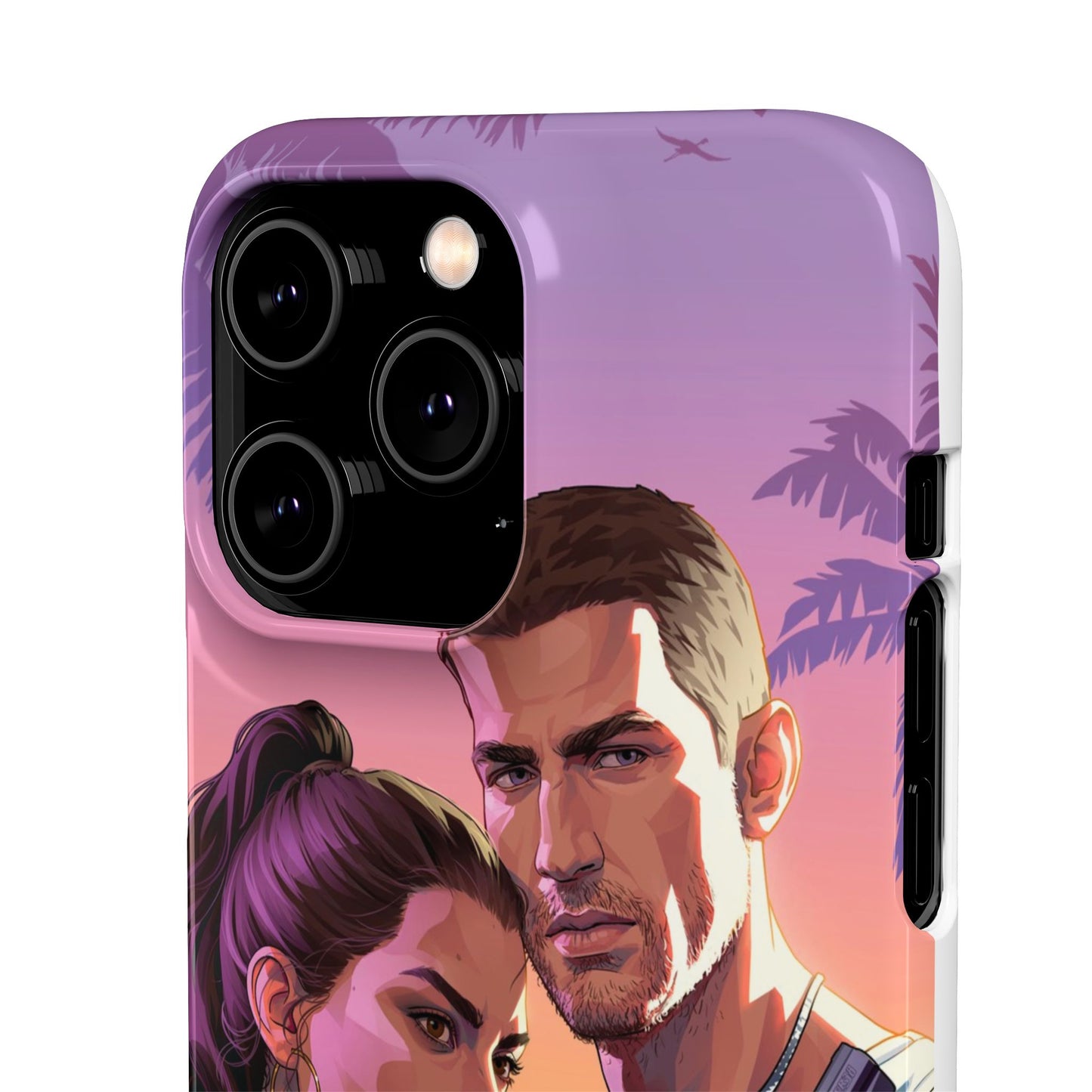 Retro Sunset Couple Phone Case — Romantic Miami Vibe Protective Snap Case
