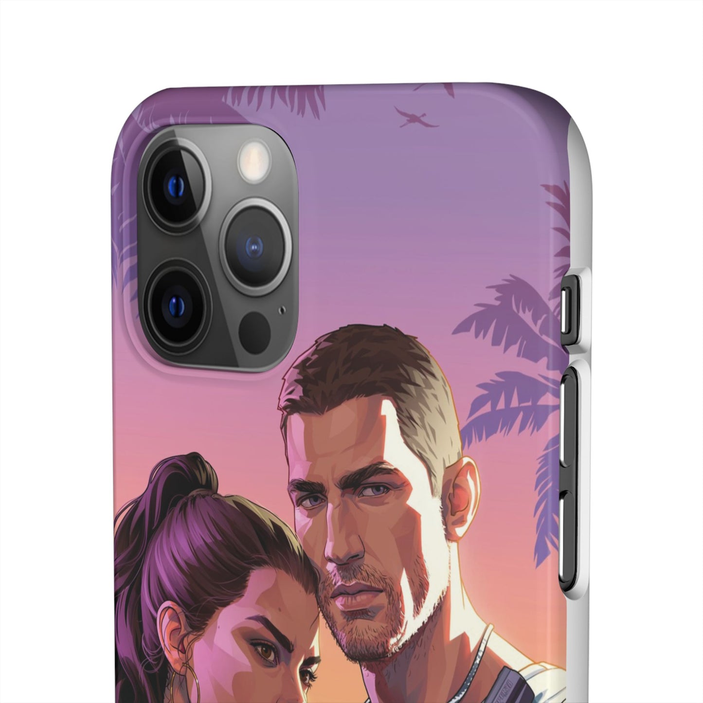 Retro Sunset Couple Phone Case — Romantic Miami Vibe Protective Snap Case
