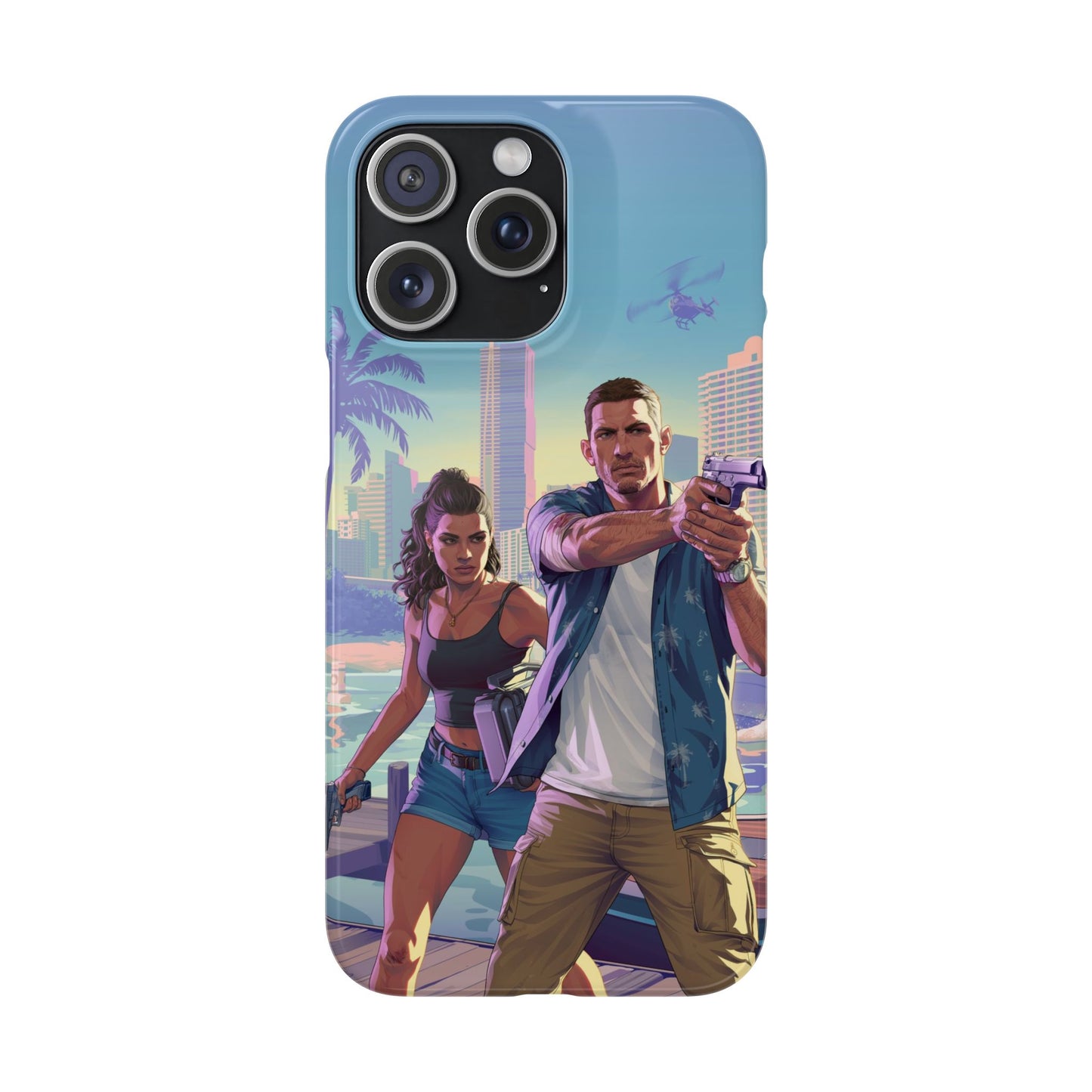 Phone Case — Retro Miami Action Scene Snap Case (Glamorous 80s Vibe)